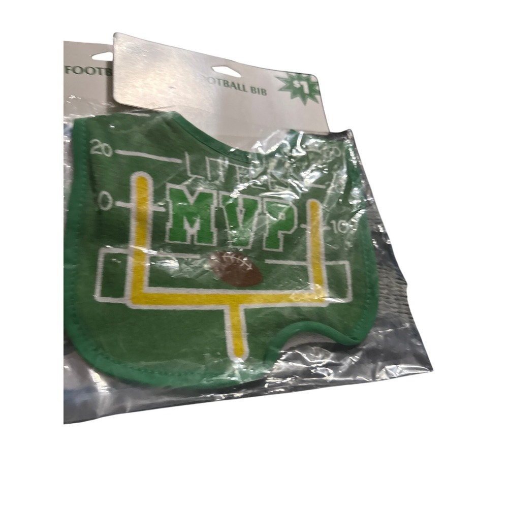 Baby Bib Football MVP My‎ First Season NFL Fan Gift Green White Blue